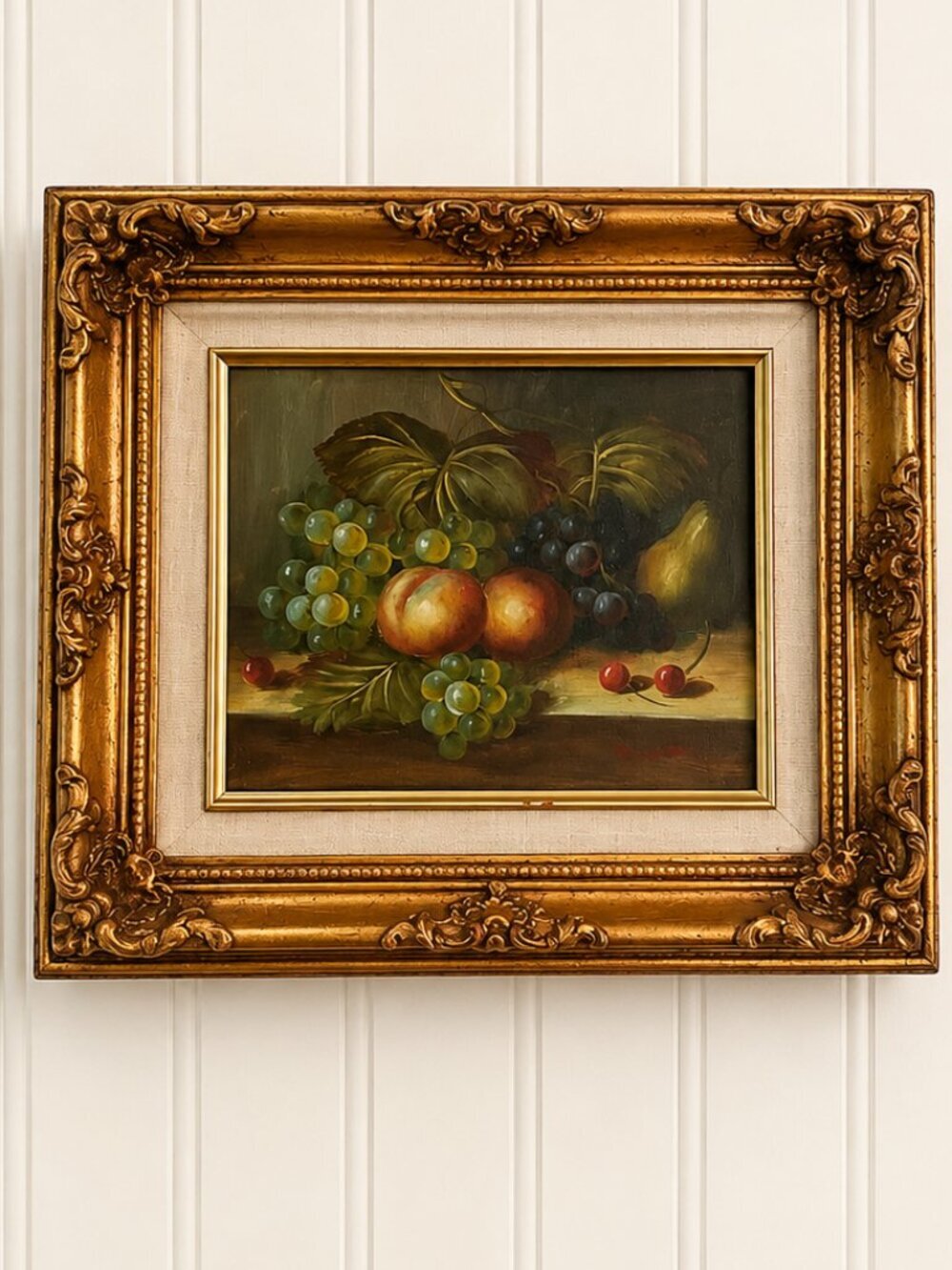 Original Fruit Still Life Oil Painting | Signed Oil on Canvas in Ornate Frame